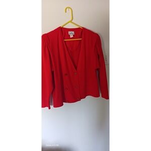 Vintage Womens  Blazer Size L  Double breasted Red Christmas